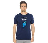 T-Shirt Uomo Maniche Corte Monsieur Génial Colore Blu Marino