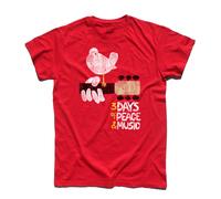 T-shirt uomo manifesto CONCERTO DI WOODSTOCK Peace & Rock Music Hendrix Joplin