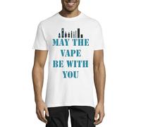 T-shirt Uomo May The Vape be with You Girocollo Cotone Bianco, bianco, XS