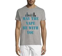 T-shirt Uomo May The Vape be with You Girocollo Cotone Grigio, grigio, XL