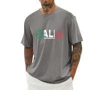 T-Shirt Uomo Moda Grafica Lettere Italia tonalità Patriottiche Stile Giovanile Versatile Tessuto Morbido di Buona Resistenza Adatto per Uso Quotidiano Casual E Incontri tra Amici Tuta Estiva Uomo