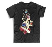 T-shirt uomo nera Biancaneve tatuata tatuaggio tattoo Snow White tattoed