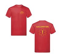 T-Shirt Uomo o Donna Cotone Basic Super vestibilità Top qualità - soccorritore Giallo - Personalizzata con Nome (XXL,Rossa)