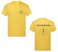 T-Shirt Uomo o Donna Cotone Basic Super vestibilità Top qualità - soccorritore Giallo - Personalizzata con Nome (XL,Giallo)