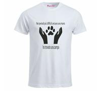 t-shirt uomo scritta nei momenti difficili cercavo una mano ho trovato una zampa