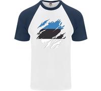 T-shirt Uomo Torn Estonia Flag Fruit of the Loom Cotone Manica Corta
