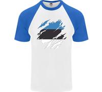 T-shirt Uomo Torn Estonia Flag Fruit of the Loom Cotone Manica Corta
