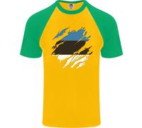 T-shirt Uomo Torn Estonia Flag Fruit of the Loom Cotone Manica Corta