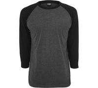 URBAN CLASSICS Maglietta da Uomo con Manica a Tre Quarti, Scollo Totondo, in Cotone, Lunghezza Regolare, Stile Casual, Colore: Grigio/Nero, Taglia: L
