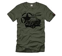 T-shirt US Army Willys MB Overland WW2 1943 America Oldtimer Normandie #37670, oliva, L