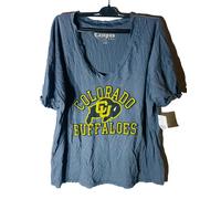 T-Shirt V-Neck Boyfriend Colorado Buffaloes Donna Original Retro Brand LARGE