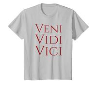 T-Shirt Veni Vidi Vici - Camicia Gaio Giulio Cesare Maglietta, Bambini, Argento, 4 Anni