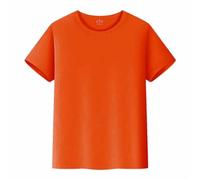 T-shirt verde per bambini, maglietta a maniche corte, maglietta semplice, maglietta per ragazzi e ragazze, unisex, per bambini, scollo rotondo, body per ragazzi, Colore: arancione., 5-6 Anni
