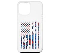 T-shirt vintage con bandiera americana con fiori bianchi e blu Custodia per iPhone 12 Pro Max