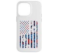 T-shirt vintage con bandiera americana con fiori bianchi e blu Custodia per iPhone 14 Pro Max