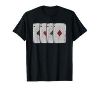 T-shirt vintage con carte da gioco a quattro assi Maglietta