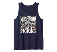 T-Shirt Vintage con Funghi foraggiatori - Cacciatore di Funghi della Foresta Canotta, Uomo, Navy, L