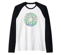 T-Shirt Vintage retrò con Segno Totem Occhio astrologia Maglia con Maniche Raglan