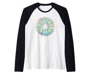 T-Shirt Vintage retrò con Segno Totem Occhio astrologia Maglia con Maniche Raglan