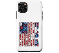 T-shirt vintage rossa bianca e blu floreale con bandiera americana Custodia per iPhone 11 Pro Max