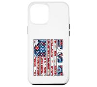 T-shirt vintage rossa bianca e blu floreale con bandiera americana Custodia per iPhone 12 Pro Max