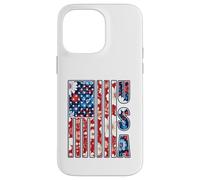 T-shirt vintage rossa bianca e blu floreale con bandiera americana Custodia per iPhone 14 Pro Max