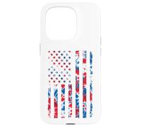 T-shirt vintage rossa bianca e blu tie dye con bandiera americana Custodia per iPhone 15 Pro