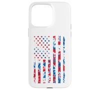 T-shirt vintage rossa bianca e blu tie dye con bandiera americana Custodia per iPhone 15 Pro Max
