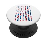 T-shirt vintage rossa bianca e blu tie dye con bandiera americana PopSockets PopGrip Adesivo