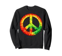 T-Shirt Vintage Tie Dye con Segno della Pace Reggae Rasta Felpa