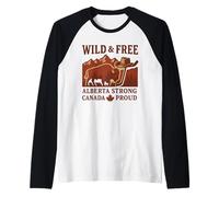 T-Shirt Wild And Free Alberta Strong Canada Day Pride Maglia con Maniche Raglan