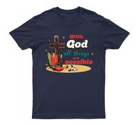 T-shirt With God All Things unisex regalo fede retrò benedetta divertente