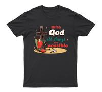 T-shirt With God All Things unisex regalo retrò divertente donna vintage uomo