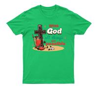 T-shirt With God All Things unisex regalo retrò divertente donna vintage uomo