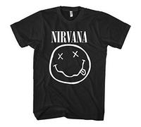 Nirvana Maglietta White Happy Face Unisex Black 2XL