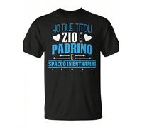 T-shirt "Zio E Padrino" per uomo - Design con testo italiano e nome del nonno inciso - Abbigliamento per l'eredità italo-americana - T-shirt casual girocollo nera per zio, nonno, nuovi padri - Regalo 