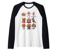 T-Shirt Zucca di Halloween - Jack-o'-Lantern Costume Group Maglia con Maniche Raglan