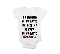 t-shirteria Body Neonato Calcio Femminuccia La Mamma mi ha fatto Bellissima, il Papà mi ha fatto granata Bimba
