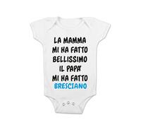 t-shirteria Body Neonato Calcio La Mamma mi ha fatto Bellissimo, il Papà mi ha fatto bresciano Tifoso Maschietto Bimbo