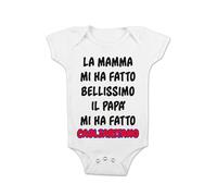 t-shirteria Body Neonato Calcio La Mamma mi ha fatto Bellissimo, il Papà mi ha fatto cagliaritano Tifoso Maschietto Bimbo