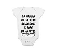 t-shirteria Body Neonato Calcio La Mamma mi ha fatto Bellissimo, il Papà mi ha fatto friulano Tifoso Maschietto Bimbo
