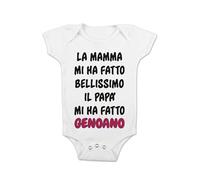 t-shirteria Body Neonato Calcio La Mamma mi ha fatto Bellissimo, il Papà mi ha fatto genoano Tifoso Maschietto Bimbo