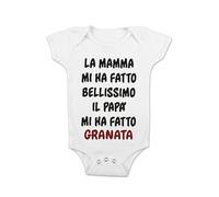 t-shirteria Body Neonato Calcio La Mamma mi ha fatto Bellissimo, il Papà mi ha fatto granata Tifoso Maschietto Bimbo