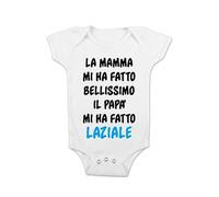 t-shirteria Body Neonato Calcio La Mamma mi ha fatto Bellissimo, il Papà mi ha fatto laziale Tifoso Maschietto Bimbo