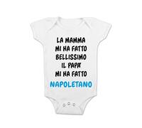 t-shirteria Body Neonato Calcio La Mamma mi ha fatto Bellissimo, il Papà mi ha fatto napoletano Tifoso Maschietto Bimbo