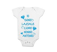 t-shirteria Body Neonato Calcio Personalizzabile - Io Sono Laziale come Nonno [ SCRIVI NOME ] - Body Bimbo Calcio - Nonno - Idea Regalo