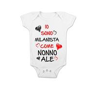 t-shirteria Body Neonato Calcio Personalizzabile - Io Sono Milanista come Nonno [ SCRIVI NOME ] - Squadra di calcio - Nonno - Neonato - Tifo - Idea Regalo