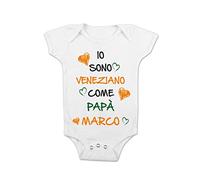 t-shirteria Body Neonato Calcio Personalizzabile - Io Sono Veneziano come Papà [ PERSONALIZZA NOME ] - Body Bimbo Calcio - Padre - Idea Regalo Papa'