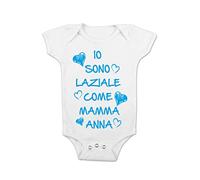 t-shirteria Body Neonato Calcio Personalizzato - Io Sono Laziale come Mamma [ SCRIVI NOME ] - Body Squadre Calcio - Figlio - Aquilotto - Idea Regalo Bimbo