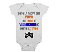 t-shirteria Body Neonato Divertente Sono la prova che Papà non gioca a Videogames tutto il tempo Festa del Papà Gamer Nerd Ironia Padre Bimbo